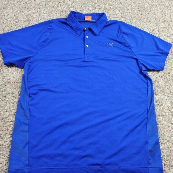 Puma Golf Polo Shirt Mens XL Blue Vented Short Sleeve Performance Stripe USP Dry - Picture 1 of 7